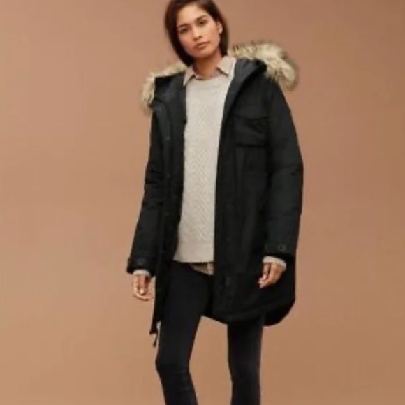 Aritzia Community Paradigm Parka Jacket Hood Faux Fur Pocket Zip - Picture 3 of 7